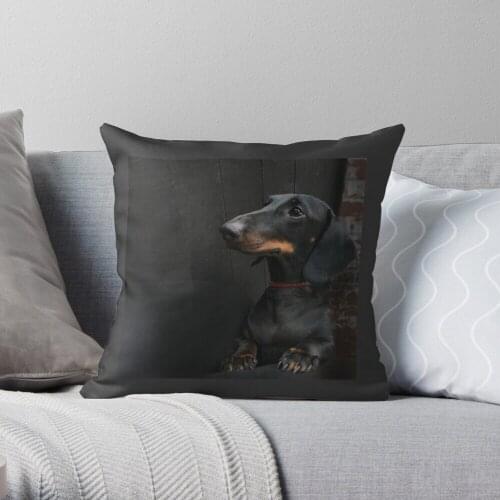 Black Dachshund Throw Pillow Cushion Cover Polyester throw pillows case on sofa home living room car seat decor 45x45cm