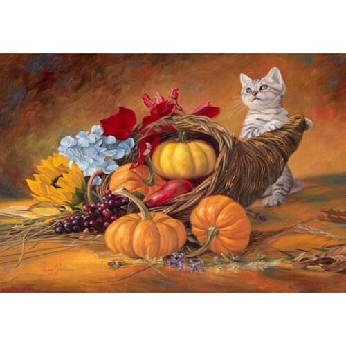 NEW 5D Diamond Embroidery Cat DIY Diamond Painting fruit Flower Full 3D Diamond crystal Mosaic Wall stickers Decoration L351