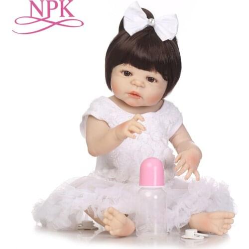 NPK 22" lovely Full silicone simulation newborn baby girl bebe boneca best child festival gifts silicone reborn dolls