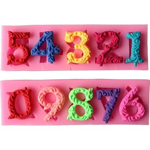 Wholesale Silicone mold K231 Big Birthday Number shape Decoaration clay mold Fondant cake mold