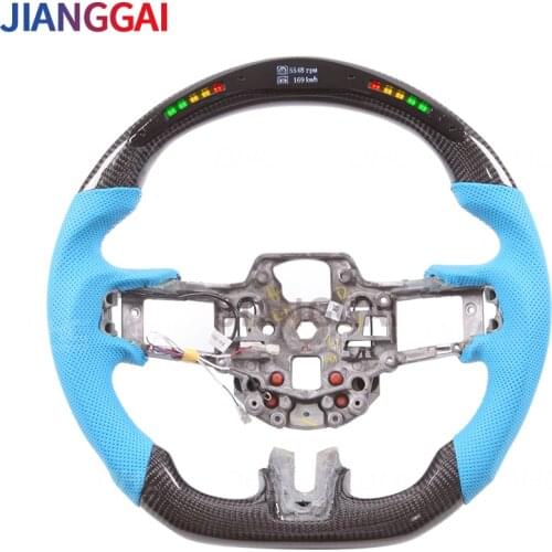 100% Carbon Fiber Perforated Leather LED Steering Wheel Suitable For Ford Mustang 2015-2017