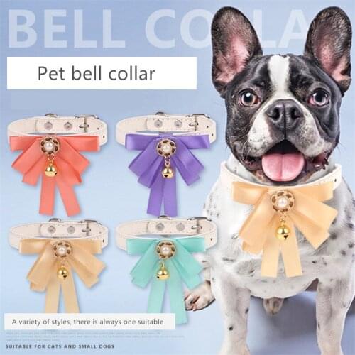 Hot Sale Adjustable Pet Bell Collar Cute Lace Bow Handmade Dog Collar Suitable for Cats and Small Dogs Pet Accessories