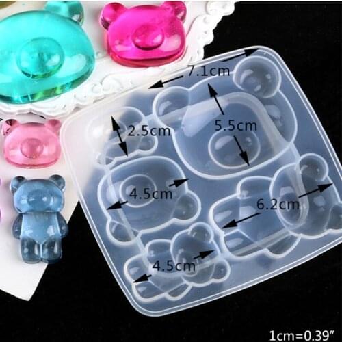 Big Nose Teddy Bear Crystal Epoxy Resin Mold Pendant DIY Crafts Silicone Mould LX9E