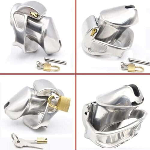 Couple Sex Game Queen Sex Training Male 316L Stainless Steel Luxury Small Cage Chastity Device with 2 Magic Locks A337