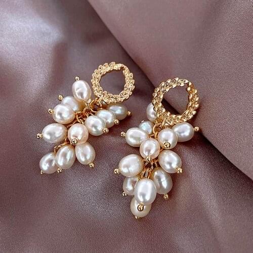 Multi Layers Strands Pearl Drop Earrings For Women Etrendy New Jewelry White Elegant Statement Earings