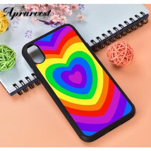 Aprarvest Rainbow Hearts Silicone Rubber Phone Case Cover For iPhone 6 6S 7 8 PLUS X XS XR 11 12 MINI PRO MAX