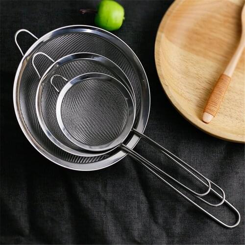 Practical Stainless Steel Fine Mesh Oil Strainer Silver Flour Sifter Sieve Colanders Flour Mesh Filter Kitchen Cooking Tools 1pc