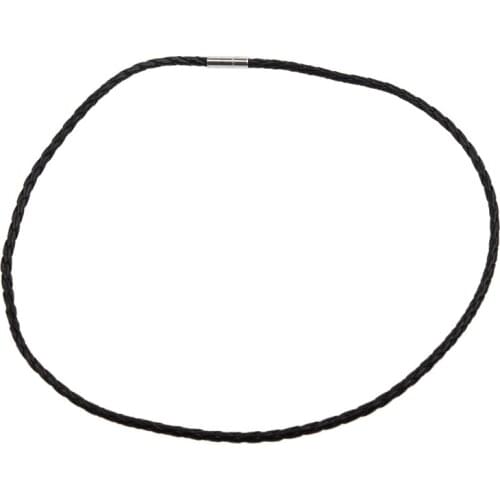 Titanium Steel Socket Inter-Buckle Style Several Spiral Wrapping Leather String Wrist Bracelet-Black