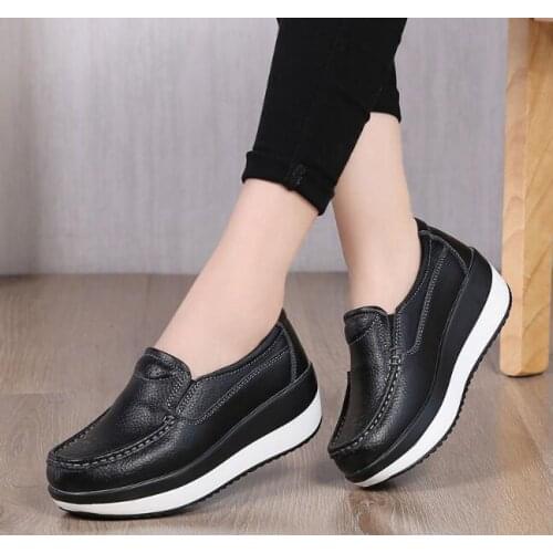 Autumn Women Shoes Ballet Sneaker Cow Suede Leather Flat Platform Woman Shoes Female Womens Loafers Leather platform Shoes