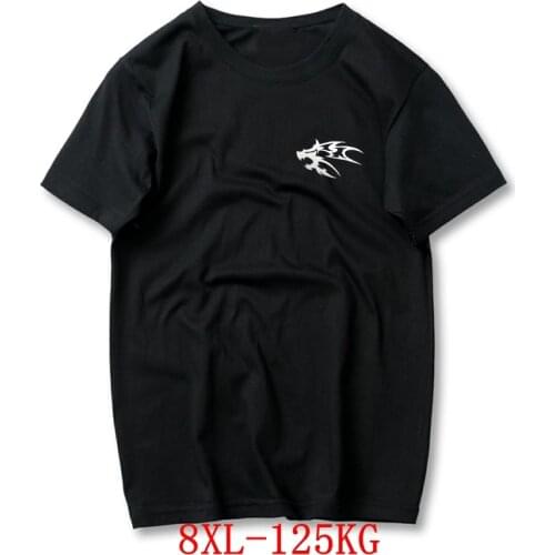 Plus size womens T-shirt wolf head plus size 5XL 6XL 7XL 8XL summer round neck short sleeve loose black white large T-shirt top