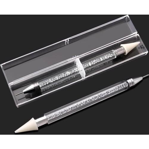 Removable Rectangle Transparent Plastic Gift Box Woman Makeup Pen Beauty Tool Box Crystal Pen Pencil Box Rhinestone Storage Case