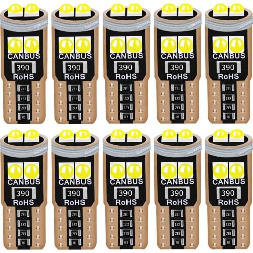 10Pcs T10 W5W WY5W 2825 Super Bright LED Canbus No Error Car Interior Reading Dome Lights Auto Parking Lamp Wedge Tail Side Bulb