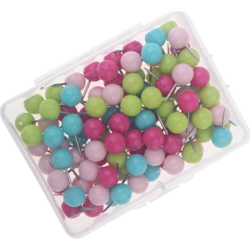 100 Pieces Multi-color Round Push Pins Drawing Pins Office Thumbtack Supply