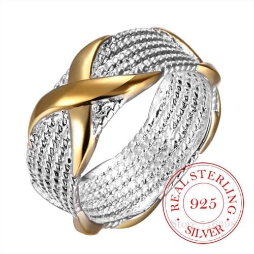 100% 925 Sterling Silver Jewelry Vintage ethnic Color X Silver Rings for Women Men Size 6 7 8 9 Fashion Anel De Prata Bijoux