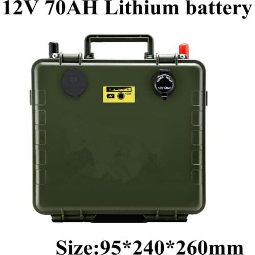12v 70Ah Multifuctional Water-proof Lithium Battery with USB Port & Car Cigar Lighter Port for Camping Light Backup Power Supply