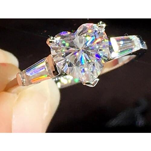 18K Au750 White Gold Women Ring Moissanite Diamonds 1 2 3 4 5 Carat Heart Wedding Party Engagement Anniversary Ring Trendy