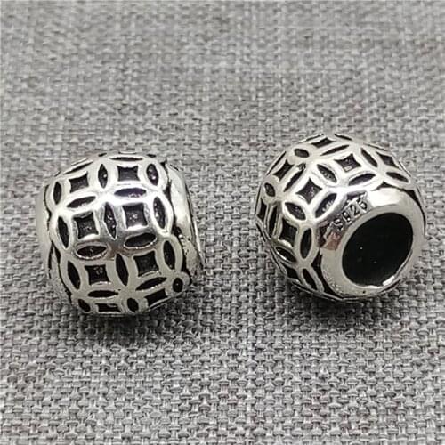 2 Pieces 925 Sterling Silver Overlap Coin Beads 4.5mm Hole for Bracelet
