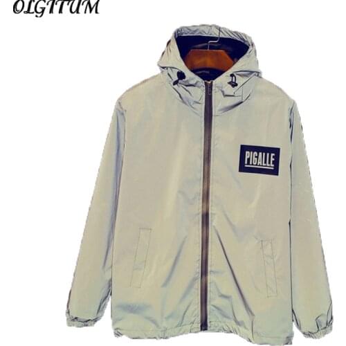 2019 Hot Sale Jacket Men 3M Reflective Jacket Male and female fashion fluorescent jacket Windbreaker Hooded Jackets Plus Size