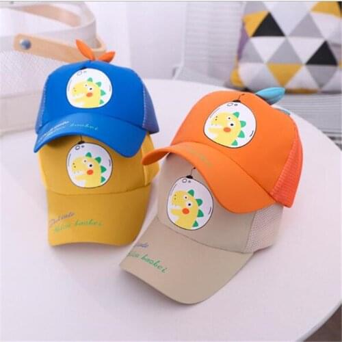 2021 Spring Summer Kids Baseball Cap Lovely Cartoon Baby Sun Hat Boy Girl Hip Hop Caps Children Adjustable Mesh Hat 2-8Y