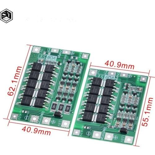 GREAT IT 3S 60A Li-ion Lithium Battery Balance Charger Protection Board 18650 BMS For Drill Motor 11.1V 12.6V Balance Enhance