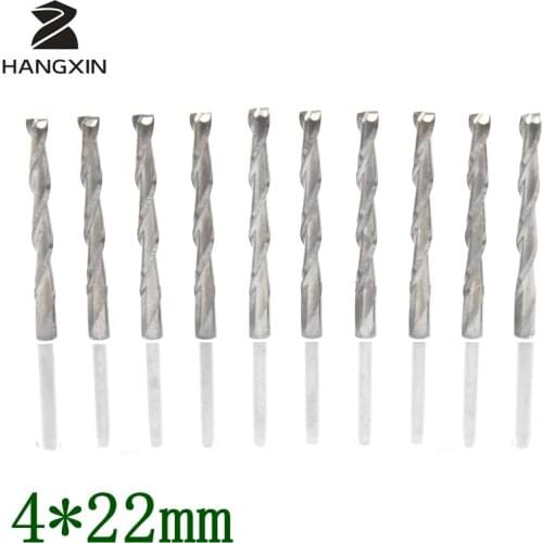 4mmX22mmPCB milling cutter flat bottom double slot spiral strawberry PVC tool 5PCS engraving machine parts woodworking