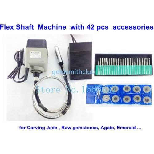Promotion Flex Shaft Machine Jewelry Grinding Machine for Carving Jade Raw gemstones Agate Emerald with 42pcs Accessories