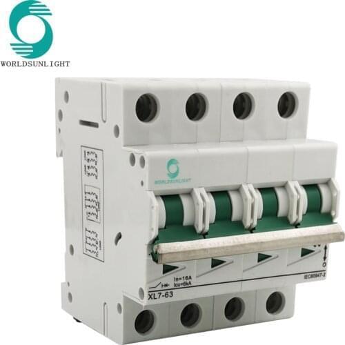 CE XL7-63 4P 1000V 10A 16A 20A 25A 32A 40A 50A 63A Solar MCB Mini DC Circuit Breaker CE Certificate