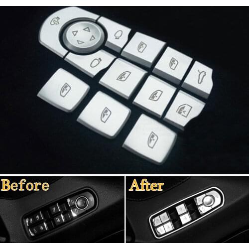 BBQ@FUKA Door Armrest Window Lift Button Cover Protector Decoration Trim Fit For Panamera Cayenne Macan 2015 Car Accessories