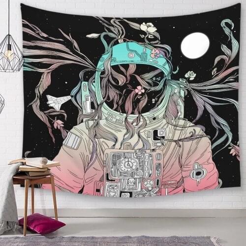 Galaxy Universe Space Tapestry astronaut Wall Hanging rocket Home Decor Bedroom Carpet Polyester Decorative Livnig Room Tapestry