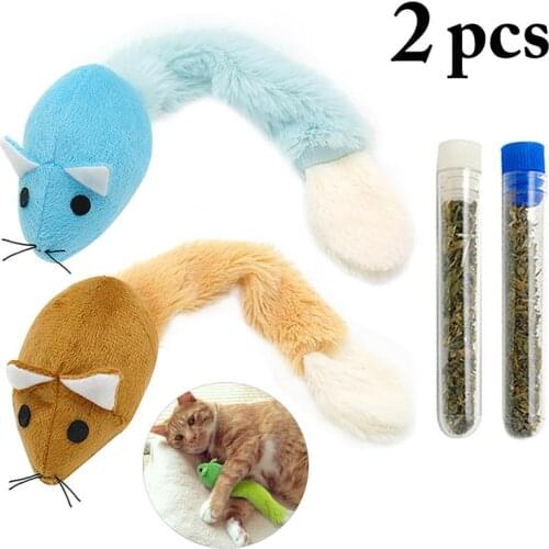 Dorakitten 2Pcs/Set Creative Cat Chew Toys Cute Cat Mouse Shape Toys Kitten Catnip Toys Pet Supplies Cat Favors Random Color