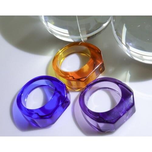 FFLACELL 2021 New Minimalist Acrylic Colorful Transparent Geometric Irregular Ring for Women Girls New Summer Hot Jewelry Gifts