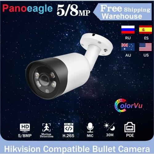 Hikvision Compatible 5MP 8MP ColorVu IP Camera POE Built-in Mic H.265 IR 50m Waterproof CCTV Surveillance Video Bullet Camera