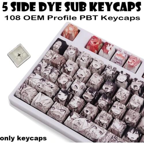 XVX PBT 108keys Ahegao Keycap Dye Sublimation OEM Profile Anime popular For Cherry Gateron Kailh switch Mechanical Keyboard