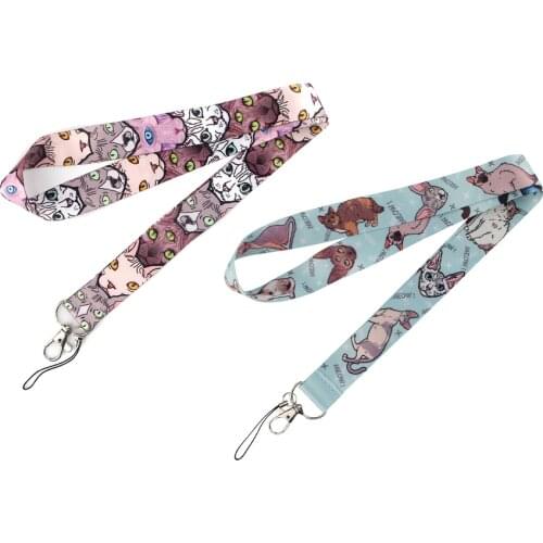 Ransitute R882 Cat Lanyards Id Badge Holder Keychain ID Card Pass Gym Mobile Badge Holder Lanyard Key Holder