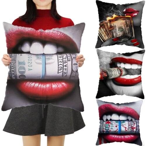 Creative Art Burning Money Smoking Clouds Canvas Art Pillow Case Pillows Sofa Cushion Cover Living Room Cushions Bedroom Decor