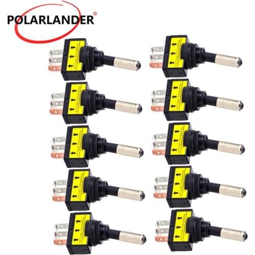 Metal Plastic Blue LED Light 12V 20A For Car Vehicles For Boats RV Mayitr Toggle Rocker Switch 3Pin SPST ON/OFF 10Pcs/Lot