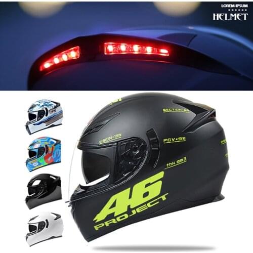 New Motorbike Safety LED Light Helmet Motorcycle Riding casque moto Helmet Light Signal Warning Motorcycle Helmets Accessrioes