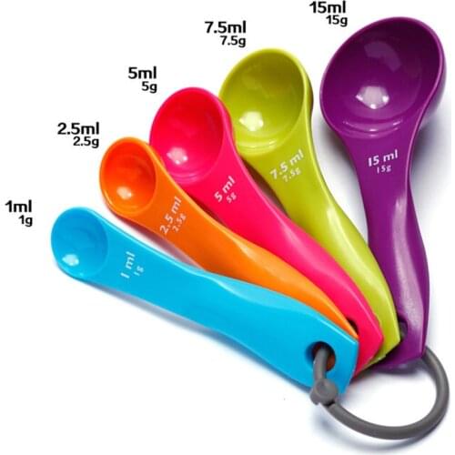 5pcs Multi-color Measuring Spoons Set Salt Oil Spoon 1ml 2.5ml 5ml 7.5ml 15ml Kitchen Measuring Tool