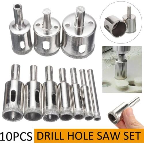 10pcs Nickel Coated Holesaw Drill Bit Set 6-32mm Hole Saw Cutting Bits For Tile Marble Glass Ceramic Marble Drilling Bit