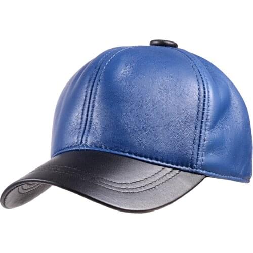 New Fashion Womens Ladies Genuine Leather Sheep Skin Color block Adjustable Baseball Army Golf Caps/Hats