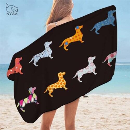 NYAA Dachshund Bath Towel Bathroom Puppy Microfiber Beach Towel for Adult Colorful Dog Beach Mat Cartoon toalla 75x155