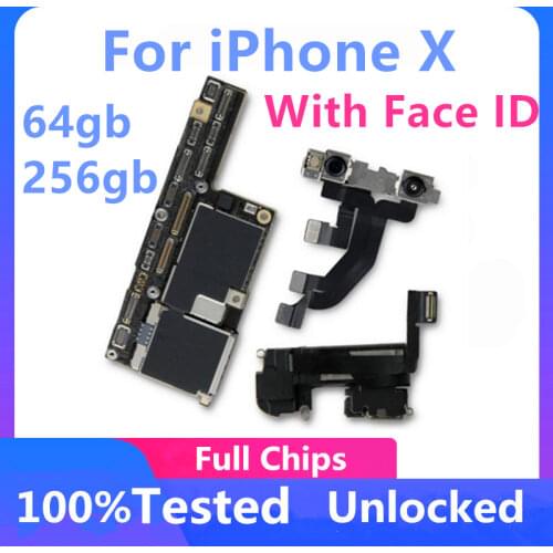 Unlocked Motherboard For iPhone X Without/With Face ID motherboard 64gb 256gb with full chips support ios update full tested