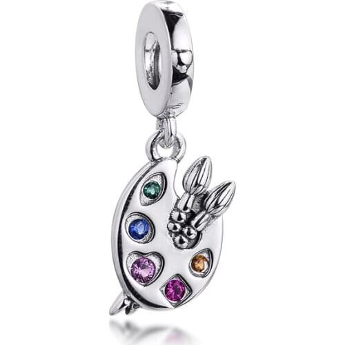 Artists Palette Dangle Charm DIY Beads For Jewelry Making Sterling Silver Jewelry Charms Fits Original Charms Chain Bracelets