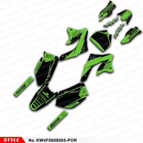 Aftermarket Personalised Stickers Motorcycle Graphics for KX250F KX450F KXF 250 450 2006 2007 2008, Style No.KW4F0608005-POR