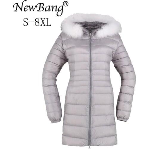 NewBang Brand 6XL 7XL 8XL Down Coat With Fur Female Down Jacket Women Long Winter Womens Warm Down Jacket Woman Hooded