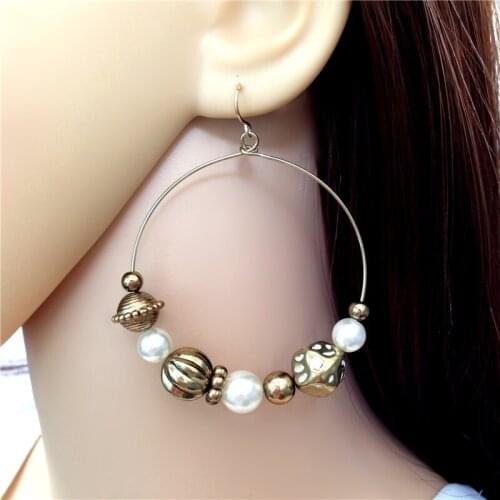 Rero Ethnic Hot Sale Fashion Jewelry New Year Gift Big Exaggerated ANKUN Simulated-pearl Drop Earrings Bijoux