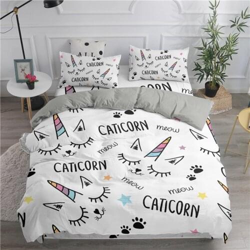 ZEIMON Luxury 3D Bedding Set Unicorn Print Cute Duvet Cover Set For Kids Gift Bedclothes Home Textiles Bed Set