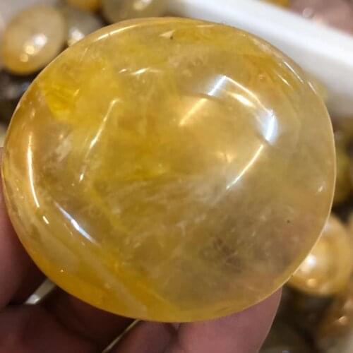 80-100g natural yellow gum flower handle, polished quartz crystal handle healing