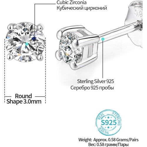 925 Sterling Silver 5A Cubic Zirconia Stud Earrings Jewelry For Women Star Christmas Gifts New Accessories Bellen Free Shipping