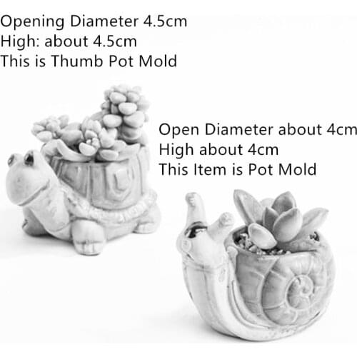 Mini Turtle Snail Craft Thumb Flowerpot Silicone Mold Pure Handmade Craft Cement Pot Mould Concrete Planter Cactus Molds